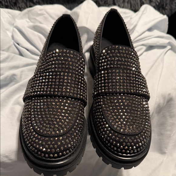 Michael Kors Parker Lug Loafer Studded Black Loafers Scuba Hot Fix Stones 7 - Picture 7 of 11